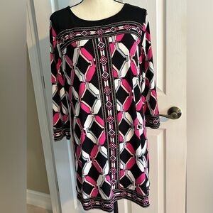 Alfani Geometric Print Beaded Straight Dress Sz L